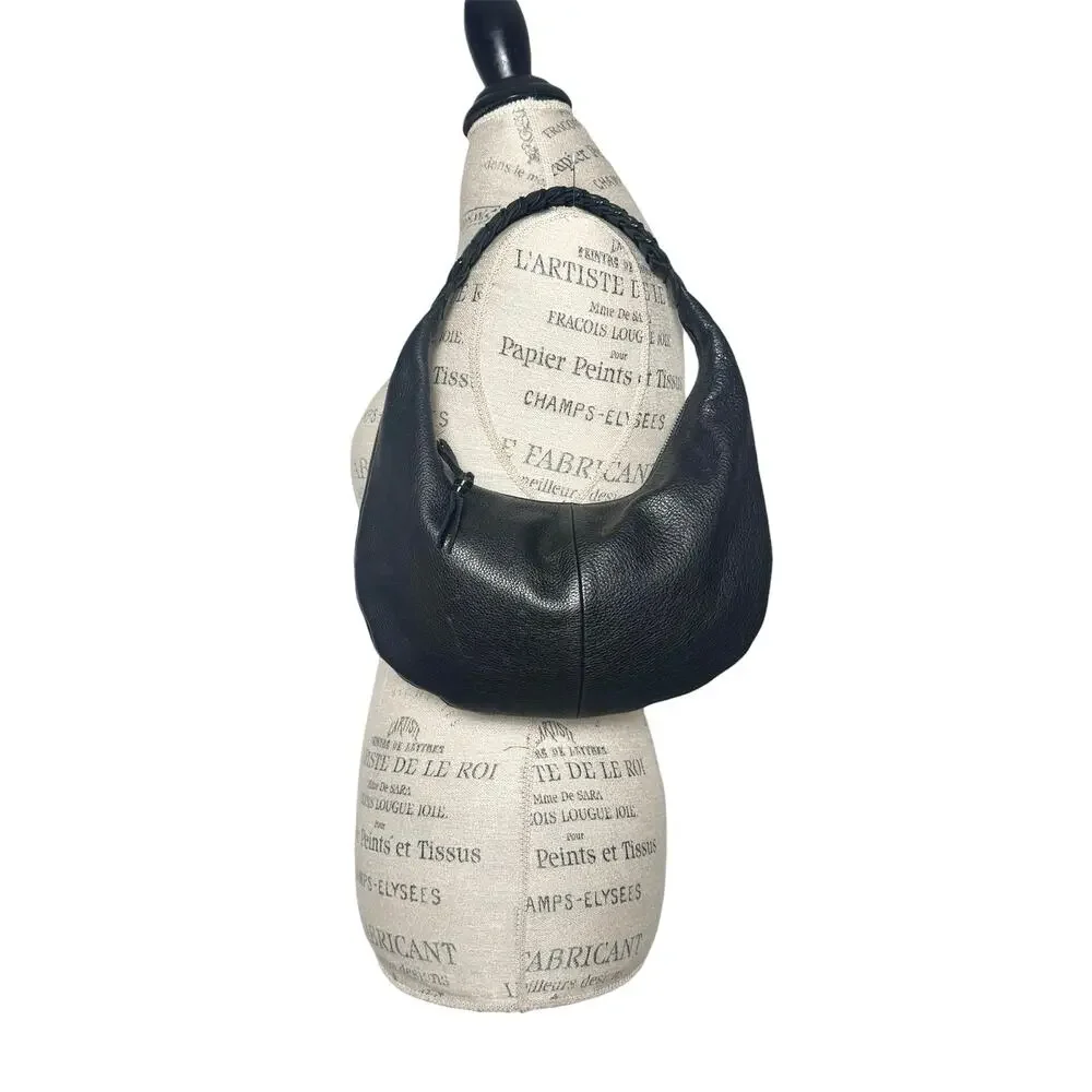Banana Republic | Women | Vintage Y2K Black Pebbled Leather Hobo Braided Handbag